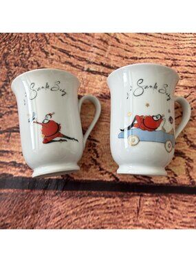 Pottery Barn Santa Baby Mugs Set of 2 Made in Japan Christmas Coffee Mugs